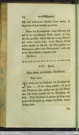 XXV. Fall. Von einem periodischen Blutspeien