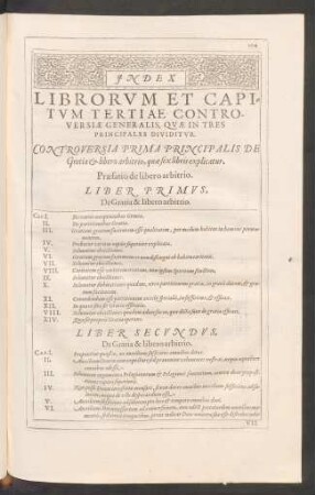 Index Librorum Et Capitum Tertiae Controversiae Generalis, Quae In Tres Principales Dividitur.