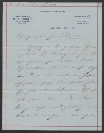 Brief an Ferruccio Busoni : 10.02.1914