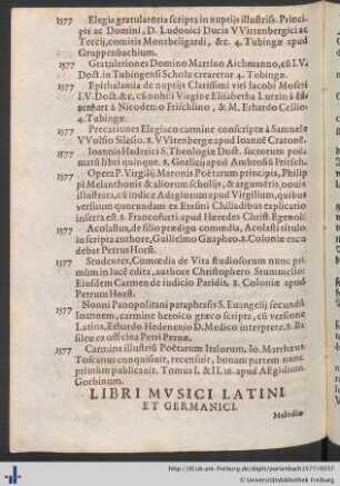 Libri Mvsici Latini Et Germanici.