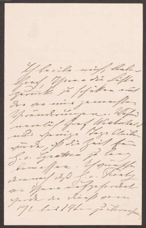 Nachlass von August Reichensperger (1808-1895): Brief von Kaiserin Augusta an Maximilian von Nesselrode-Ereshoven - BSB Ana 429.D. Auguste, deutsche Kaiserin