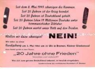 Aufruf des Landesverbandes der vertriebenen Deutschen e.V. Bremen zu einer Kundgebung für ein einheitliches Deutschland