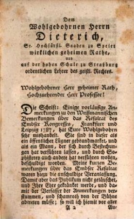 L. Weißmanns neue Bemerkungen über das Resultat des Embser-Kongresses, in welchen seine erste kurze Bemerkungen gegen einige vorläufige Anmerkungen vertheidiget werden