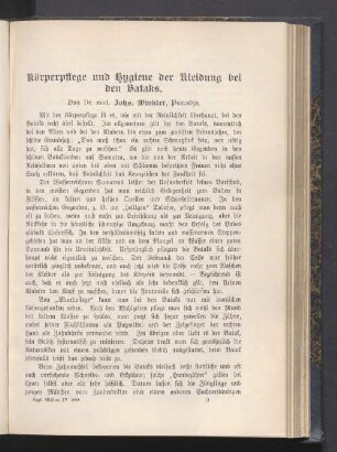 Körperpflege und Hygiene der Kleidung bei den Bataks