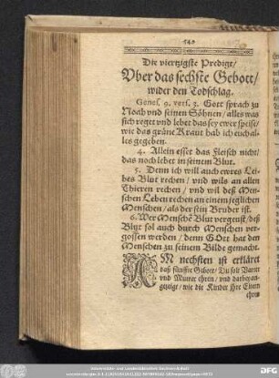 Die viertzigste Predigt/ Uber das sechste Gebott/ wider den Todschlag.