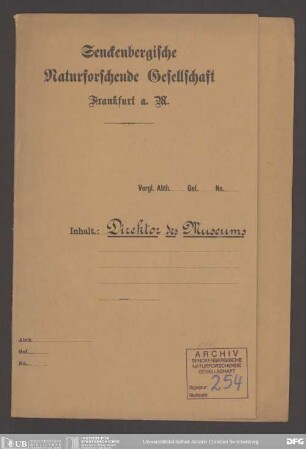An den Direktor des Senckenbergmuseums gerichtete Einladungen zu offiziellen Anlässen