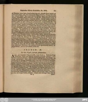 Sectio III. De rebus Belbicis, speciatim Arminianismo.