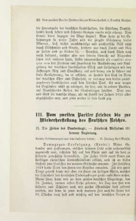 III. Vom zweiten Pariser Frieden bis zur Wiederherstellung des Deutschen Reiches