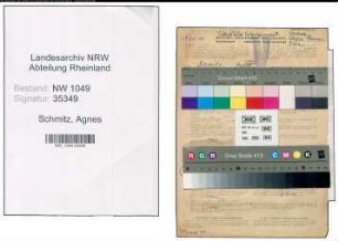 Entnazifizierung Agnes Schmitz , geb. 21.01.1909 (Kauffrau)