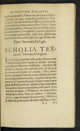 Scholia Textus In Tertiam Eclogam.