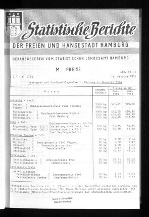 Erzeuger- und Großhandelspreise in Hamburg im Dezember 1964 : Lfd. Nr. 6