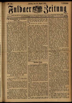 Ausgabe vom Freitag, den 28. August 1891.