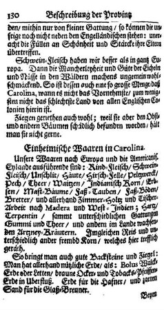 VI. Einheimische Waaren in Carolina.