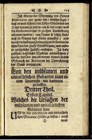 Von den mühsamen und unnatürlichen Geburten samt einem Unterricht wie darinnen zu helffen. Dritter Theil.