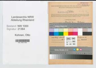 Entnazifizierung Otto Kohnen, geb. 21.11.1904 (Telegr.Sekretaer)