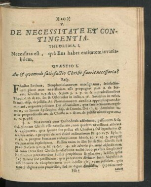 V. De Necessitate Et Contingentia.