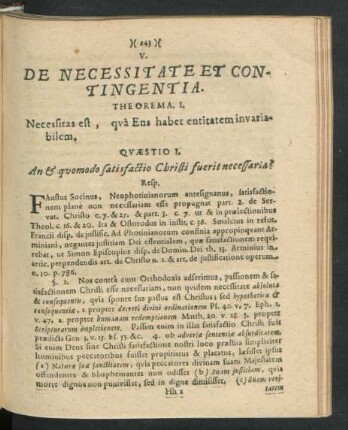 V. De Necessitate Et Contingentia.