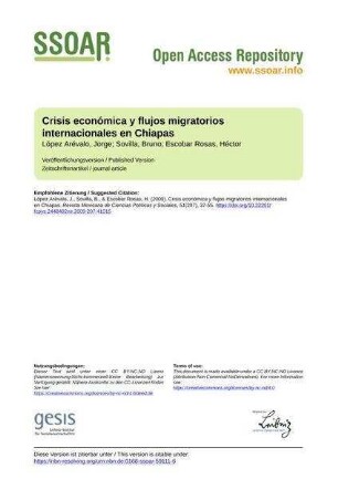 Crisis económica y flujos migratorios internacionales en Chiapas
