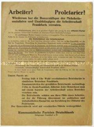 Aufruf der KPD zur Weiterführung des Generalstreiks in Frankfurt am Main