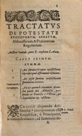 Tractatus de potestate episcoporum, abbatum, aliorumque praelatorum praesertim regularium nec non abbatissarum