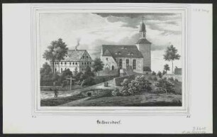 Ansicht von Hilbersdorf, Lithographie, 1838 : Hilbersdorf / N. d. Nat. gez. v. J. Möckel. Steindr. v. Renner & Netzschau [Dresden] : [Hermann Schmidt] ; Dresden : Renner u. Ketzschau , [1838]. - 1 Kunstbl. : Lithogr. ; 19 x 12 cm +++ Auch enth. in Sachsens Kirchen-Galerie; Bd. 2
