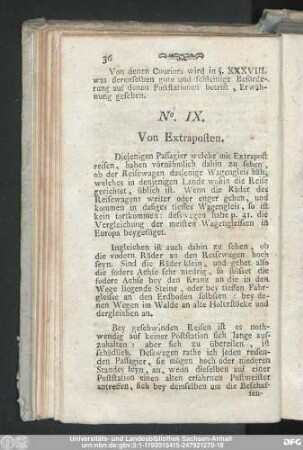 No. IX. Von Extraposten.