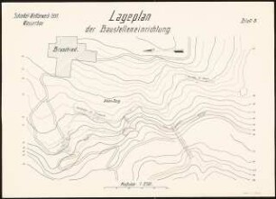 Talsperre für den Hahnenbach bei Kirn Schinkelwettbewerb 1935: Baustelleneinrichtung: Lageplan 1:2500