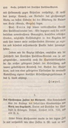 480-487 [Rezension] Engelhardt, Moritz von, Das Christenthum Justins des Märtyrers