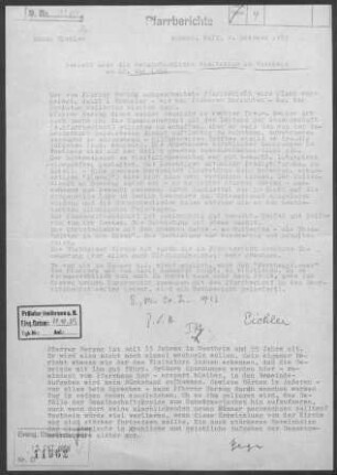 Westheim-Uttenhofen: Visitationsbericht mit Pfarrbericht 1959