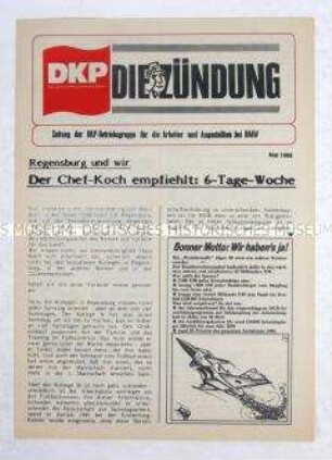 Zeitung der DKP für die Arbeiter und Angestellten bei BMW u.a. gegen die WAA Wackersdorf und zur Solidarität mit politischen Häftlingen in der Türkei