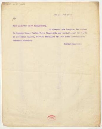 Brief an Heinrich Spangenberg : 31.05.1917
