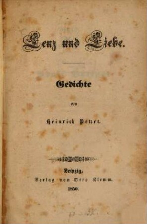 Lenz und Liebe : Gedichte