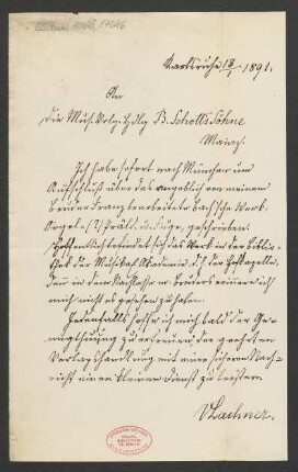 Brief an B. Schott's Söhne : 18.01.1891