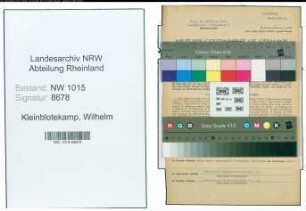 Entnazifizierung Wilhelm Kleinblotekamp , geb. 13.08.1892 (Werkmeister)
