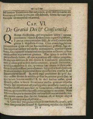 Cap. VI. De Gratia Dei & Conscientia.