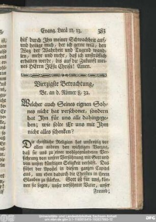 Vierzigste Betrachtung, Br. an d. Römer 8, 32.