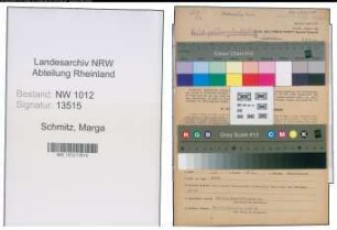 Entnazifizierung Marga Schmitz , geb. 28.04.1909 (Verw.Angest.)