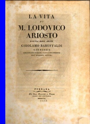 La vita di Lodovico Ariosto