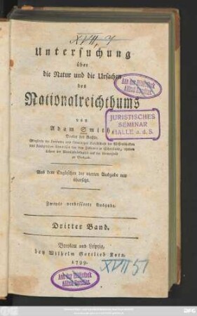 Bd. 3: Untersuchung über die Natur und die Ursachen des Nationalreichthums