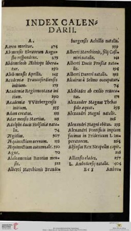 Index calendarii