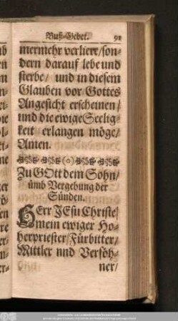 Zu Gott dem Sohn/ ümb Vergebung der Sünden.