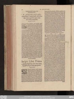 Incipit Liber Primus Anselmi Episcopi, Cur deus homo. Quaestio, de qua totum opus pendet.