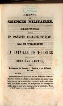 Journal des sciences militaires des armées de terre et de la mer. 1 = A. 16. 1840