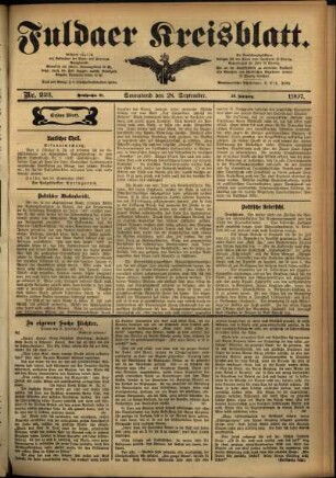 Erste Ausgabe vom Samstag, den 28. September 1907.