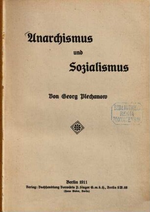 Anarchismus und Sozialismus