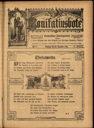 Erste Ausgabe vom Sonntag, den 25. Dezember 1904.