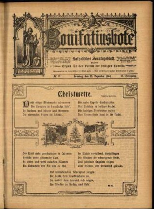 Erste Ausgabe vom Sonntag, den 25. Dezember 1904.