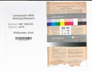 Entnazifizierung Erich Wildfoerster, geb. 23.03.1904 (Staedt.Beamter)