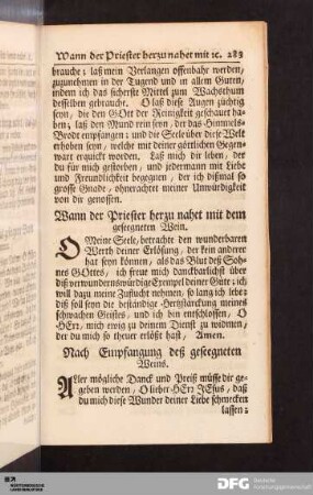 Wann der Priester herzu nahet mit dem geseegneten Wein