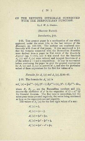 On the definite integrals connected with the Bernoullian function.
